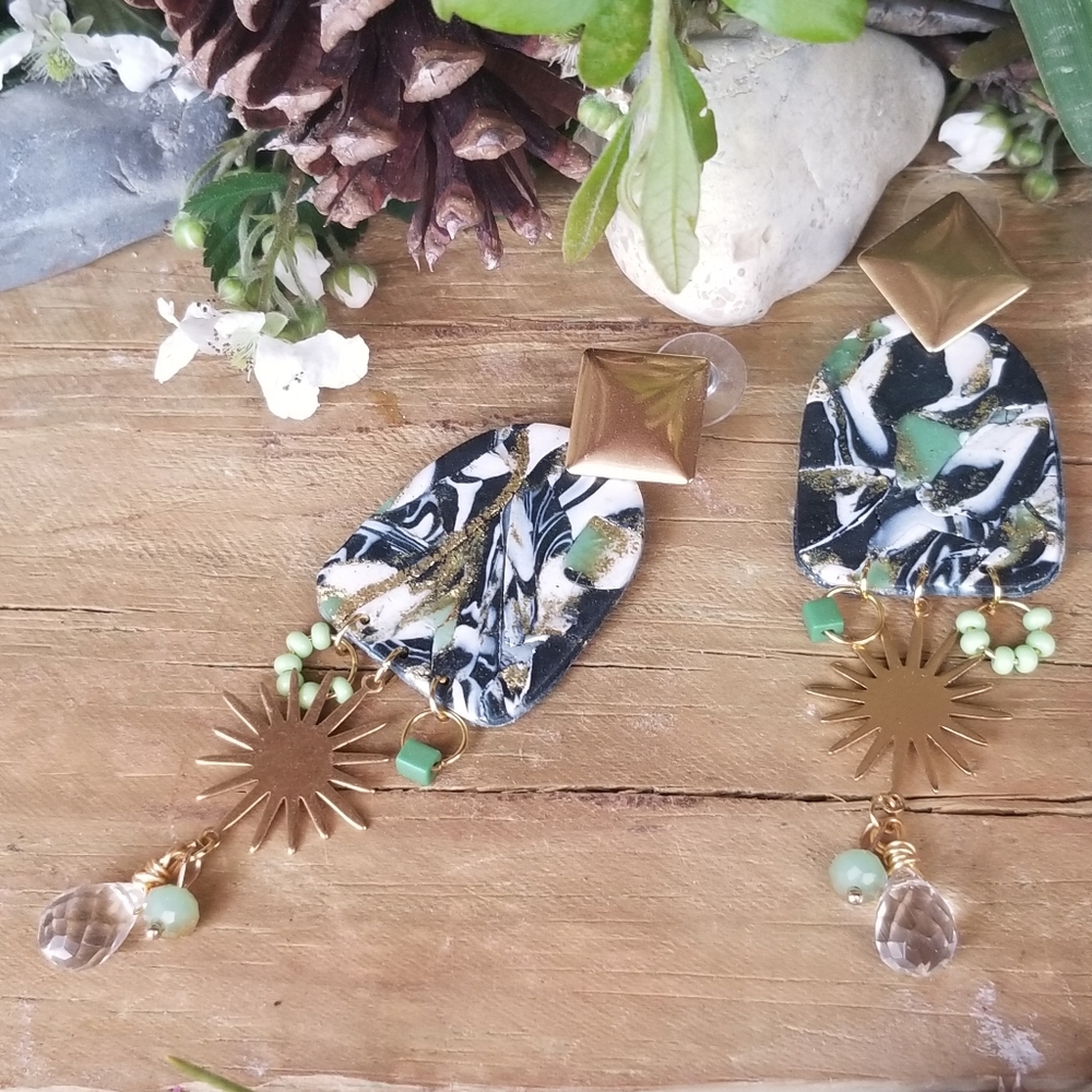 Polymer clay drop earrings